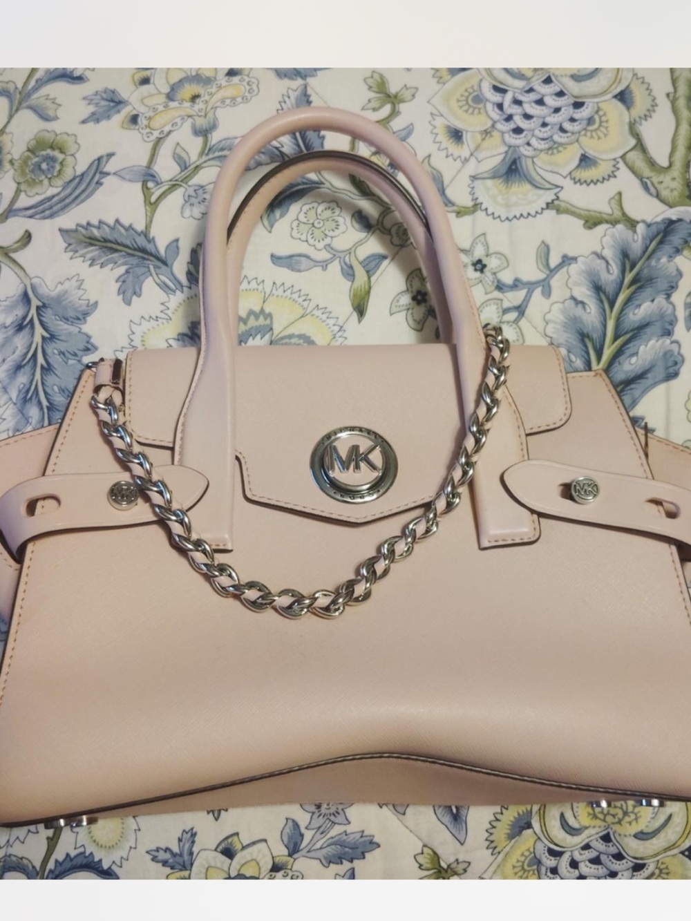 Michael Kors Blush Pink Saffiano Leather Tote with Chain Accent